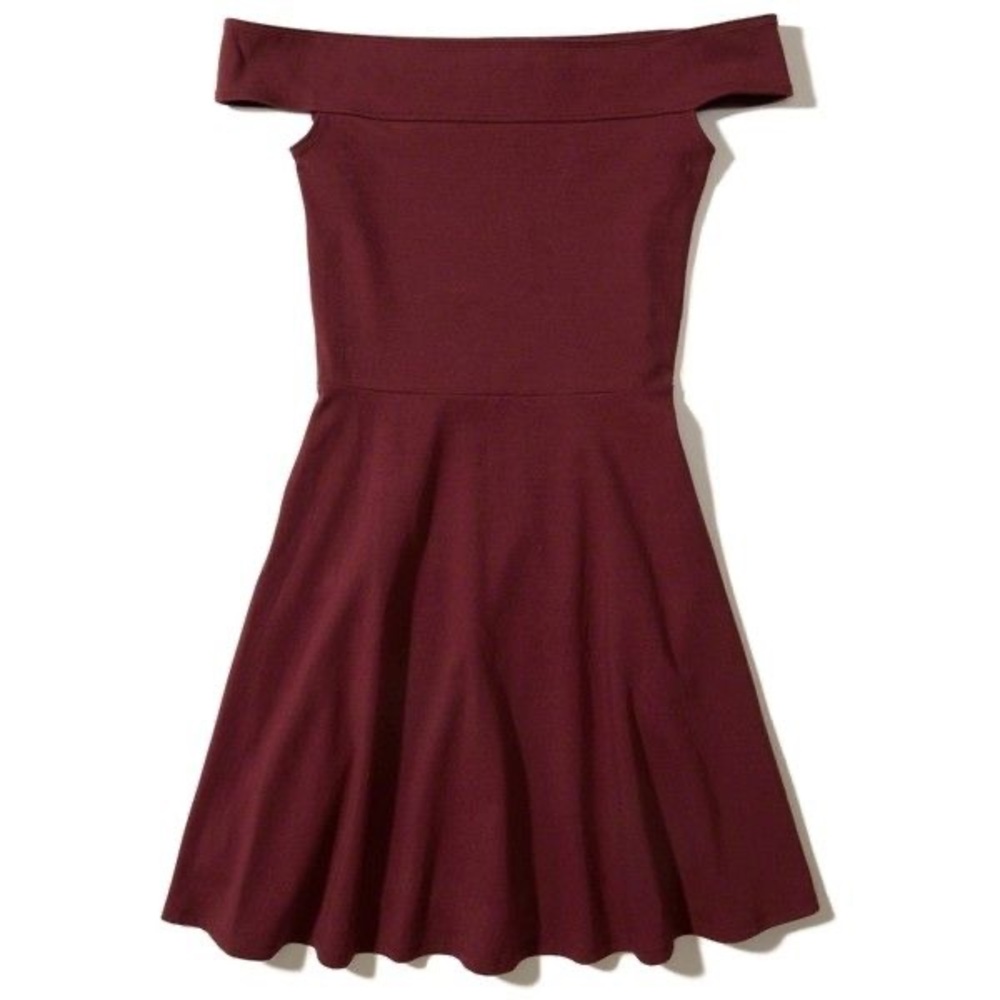 Hollister Burgundy Knit Off Shoulder Dress